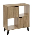 Meuble Etagère 4 Cases de rangement 2 Portes effet bois naturel H. 80 cm