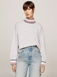 Tommy Hilfiger Global High Neck Wool Cashmere Jumper, Light Grey Heather