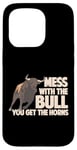 Coque pour iPhone 15 Pro Mess With The Bull You Get The Horns Funny Bull Riding Riding Riding Rider