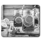 Rectangle Mouse Mat BW - Iced Tea Lemonade Ice Drink Cafe  #37462