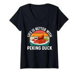 Womens Funny Peking Duck Food Lover V-Neck T-Shirt