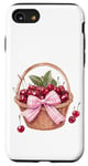 Coque pour iPhone SE (2020) / 7 / 8 Noeud coquette rose sur un panier en osier avec cerises