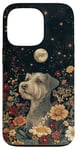 iPhone 13 Pro Miniature Schnauzer Moon Flowers Cottagecore Dog Mom Case