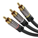 KabelDirekt – 2m Câble Cinch/RCA (vidéo audio stéréo câble, 3 Cinch > 3 Cinch) PRO Series