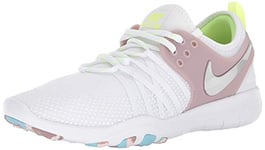 Nike Femme WMNS Free TR 7 Baskets, Blanc (White/Elemental Rose/Volt Glow/Metallic Silver 102), 40.5 EU