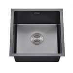 Square Gunmetal Inset & Undermount Kitchen Sink 440x440mm Black