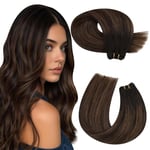 Moresoo Tissage Cheveux Naturel Balayage Extension Cheveux Naturel Tissage Brun le plus Foncé à Brun Moyen avec Brun le plus Foncé Tissage Naturel Cheveux Humain 22 Pouces/55 cm #2/6/2 100g