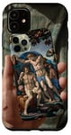 Coque pour iPhone 11 Noir Art Déco Floral Michel-Ange Création Of Adam Sixtine