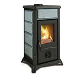 NORDICA Gemme Poêle Bois Revetement Pierre Naturel 6KW Âtre Fonte