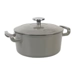 Sitram 716040 COCOTTE Sitrabella Ronde en fonte émaillée Ø20 cm - 2,5 litres - Extérieur émail Gris intérieur Blanc - toutes sources de chaleur y compris induction - Idéale repas 2-3 convives