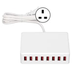 Chargeur Multi-Usb 40w Avec 8 Ports, Station De Charge Usb De Bureau, Adaptateur De Voyage Universel, Prise 100-240vuk