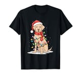 Labrador Retriever wearing a Santa hat Christmas Lights Xmas T-Shirt