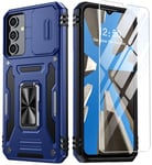 GOLDJU for Samsung Galaxy A15 5G Case, Galaxy A15 Case with Screen Protectors[Military Grade]Magnetic Kickstand Protective Case for Samsung A15 Heavy Duty Rugged Cell Phone Protective Cover Navy Blue