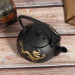 Cast Iron Tea Kettle with Stainless Steel Strainer Iron Teapot with Gold Dragon