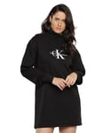 Calvin Klein Jeans Women Sweater Dress Monologo Roll Neck Dress Long Sleeve, Black (Ck Black), L