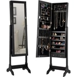 Goplus - Armoire a Bijoux sur Pied avec Miroir Inclinable en 4 Positions, Armoire de Rangement Cosmetiques Verrouillable de Grande Capacite avec 6