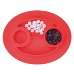 iDesign Idjr Assiette Bébé, Set de Table enfant Antidérapant en Silicone, Assiette Ventouse Avec Porte-Gobelet, Rouge Cerise