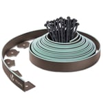 VOUNOT Bordure de Jardin en Plastique 10 mètres avec 30 Piquets d'ancrage Bordurette de Pelouse Bordure de Gazon Flexible Idée de Jardin Hauteur 50mm Epaisseur 4mm Marron Bordé de Vert Clair