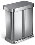 simplehuman 58 Litre Dual Compartment Recycling Bin - Grey