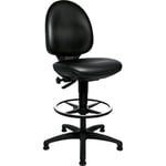 Topstar - Chaise d'atelier pivotante tec 50 patins + anneau de pied rembourrage simili cuir noir 590-840 mm