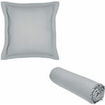 Today - 1 drap housse 90x190 Coton Bio organic + 1 taie carrée Gris Acier