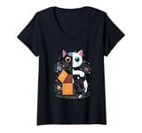 Womens Schrodinger's Cat Alive or Dead Abstract Schrodingers Cat V-Neck T-Shirt