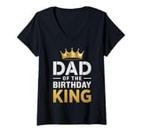 Womens Dad Of The Birthday King Party Crown Son Daughter Father V-Neck T-Shirt