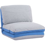 Chauffeuse - matelas d'appoint pliant - fauteuil convertible - inclinaison dossier réglable 5 positions - tissu polyester aspect lin gris clair bleu