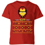 T-Shirt de Noël Homme Marvel Avengers Iron Man Pixel Art - Rouge - 11-12 ans