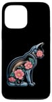 Coque pour iPhone 13 Pro Max Cyber Cat futuriste avec lueur florale