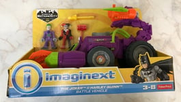 Fisher-Price Imaginext Batman The Joker & Harley Quinn Battle Vehicle ~Brand New