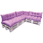 Set de 7 Coussins pour palettes, 3 x Assise 120x60 et Dossier 3x120x40cm Violet clair, Canapé de Jardin / coussin palette in / extérieur Setgarden