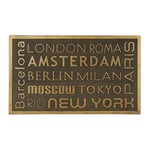 Relaxdays Cities Print Rubber Doormat, 75 x 45 cm, Door Mat Inside & Outside, Non-Slip, Gold/Black, 100%