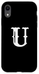 iPhone XR Letter U in white large bold American west style font Case