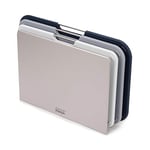 Joseph Joseph - Nest Boards - Ensemble de 3 Planches à Découper Design en Plastique avec Support de Rangement, Moyen, Bleu/Gris