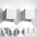 YrgePowk 2 Pièces Applique Murale Interieur - Exterieure, Lampe Murale Blanc Froid 6000K avec Ampoule LED G9 Remplaçable IP65 Étanche Appliques Murales Angle de Faisceau Réglable Blanc