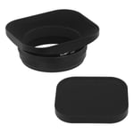 Haoge LH-E3T Square Metal Lens Hood with 49mm Adapter Ring with Metal Cap for Fujifilm Fuji FinePix X100 X100S X100T X70 X100F X100V Camera Replaces Fujifilm LH-X100 AR-X100 LH-X70 Black