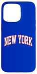 Coque pour iPhone 15 Pro Max Retro New York Hommes NY Bleu Orange Femmes Vintage NY Blanc Tee