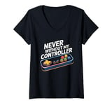 Womens Never Without My Controller Retrogaming Video Game Gift V-Neck T-Shirt