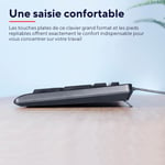 Taro Clavier Filaire Azerty Français,Résistant Aux Éclaboussures,Silencieux,Câble Usb De 1.8 M,Touches Plates,Clavier Pc,Portable,Ordinateur,Windows,Mac Os-Noir