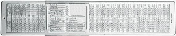 Format DIN-gjengelære, for M- og Whitworth-gjenger, 260x50mm