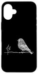 Coque pour iPhone 16 Plus Line Art Oiseau et Ornithologue Pin Siskin