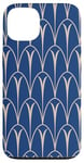 Coque pour iPhone 13 Motif festonné bleu marine et blanc