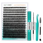 GEMERRY Lash Extension Kit 280Pcs Lash Clusters DIY Individual Eyelash Extension Kit D Curl Volume Cluster Lashes Wispy with Lash Bond and Seal and Lash Tweezers (50D-0.07D,10-18MIX-KIT)