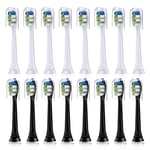 16 Pack Replacement Toothbrush Heads Compatible with Philips Sonicare Electric Toothbrush. 8er White and 8er Black