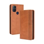KERUN Case for OnePlus Nord N10 5G Filp Case, Magnetic Closure Full Protection Book Design Wallet Flip Cover for OnePlus Nord N10 5G with [Card Slots] and [Kickstand]. Brown
