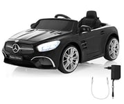 Jamara Mercedes-Benz Noir 460439-Ride-on SL 400 12V-Démarrage sans clé par Bouton, Logement Micro SD, AUX, USB, Lumière LED, Klaxon, Accu Puissant, Roues Ultra-Grip, 460439, Grand modèle