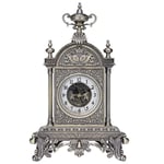 Horloge de Bureau avec Chiffres Arabes Cadran Horloge Mouvement muet Horloge de cheminée Horloge de Manteau rétro Horloges de Style européen à Piles (Couleur: Argent)