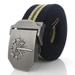 WOAIXI Toile Ceinture,Mode Hommes Et Femmes Ceinture en Toile Web Mode Vintage Crâne Boucle en Métal Ceinture pour Femme Homme Fans Militaires en Plein Air Équipement De Ceinture Tactique, Rayures No