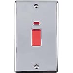 Enhance Decorative Vertical 45A Switch with Neon Polished Chrome Finish With White Trim